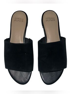 Donald J. Pliner Black Wide-Band Slide Mules Sz 6 1/2M